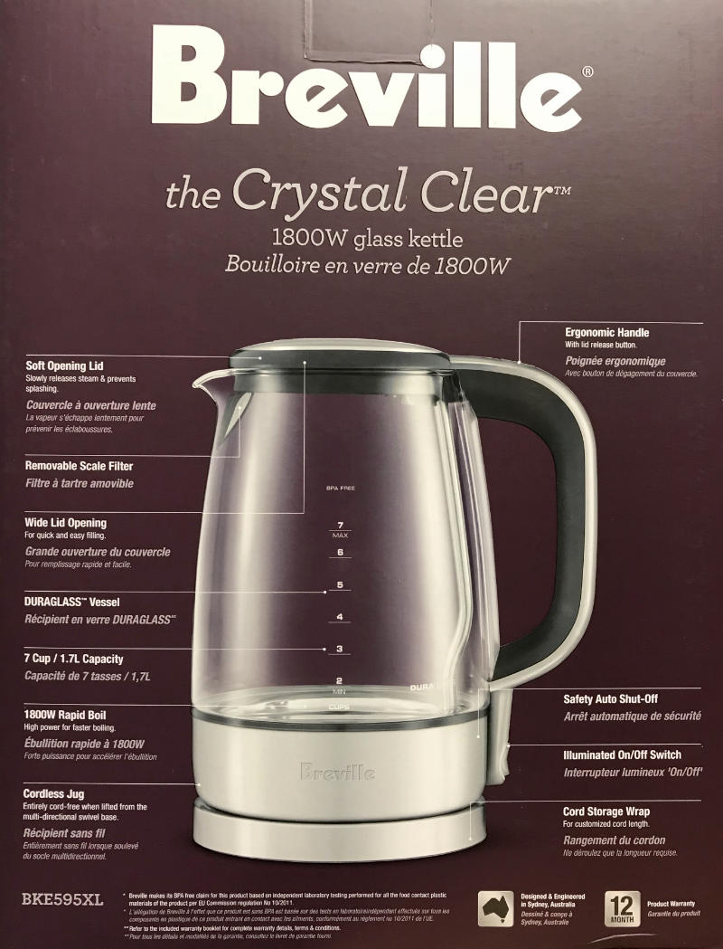 breville the crystal clear glass kettle